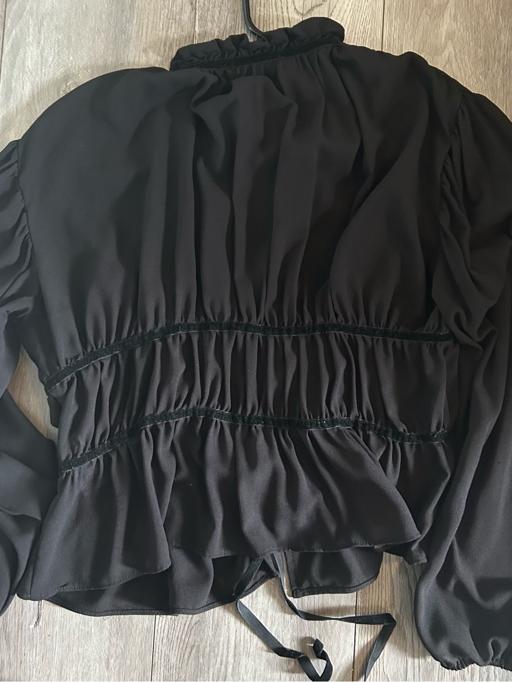 Zara Black Ruffled Tie-Front Peplum Blouse - Picture 3 of 4